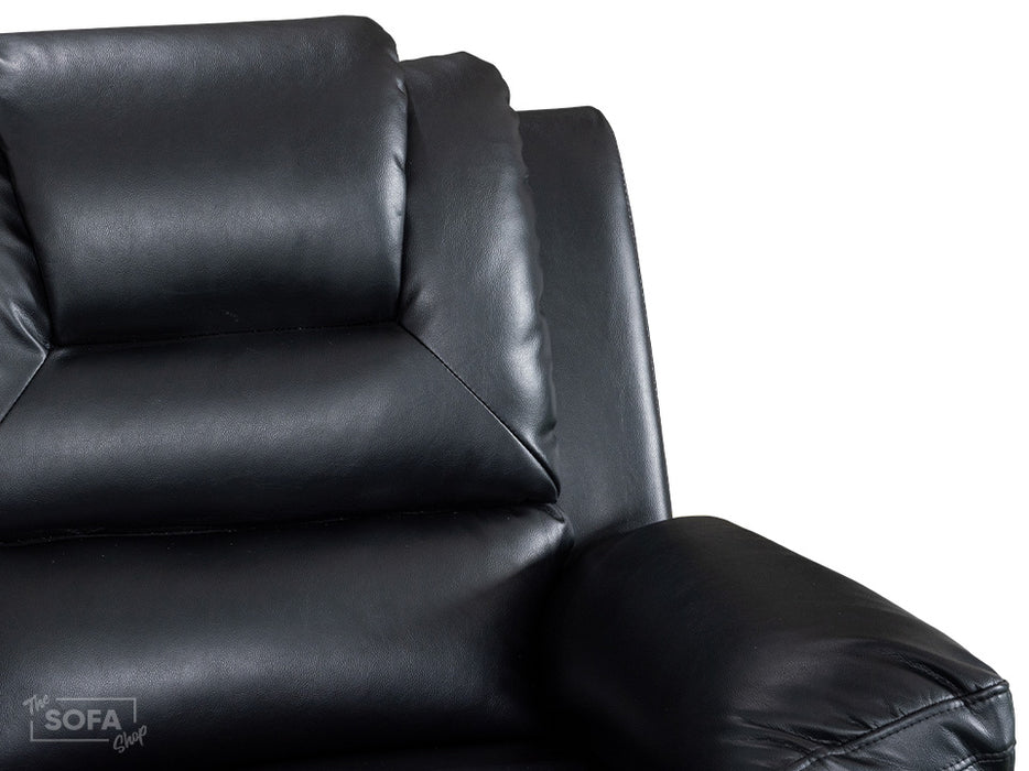 3 2 Electric Recliner Sofa Set. 2 Piece Recliner Sofa Package Suite in Black Leather With USB Ports & Cup Holders & Storage Boxes- Vancouver