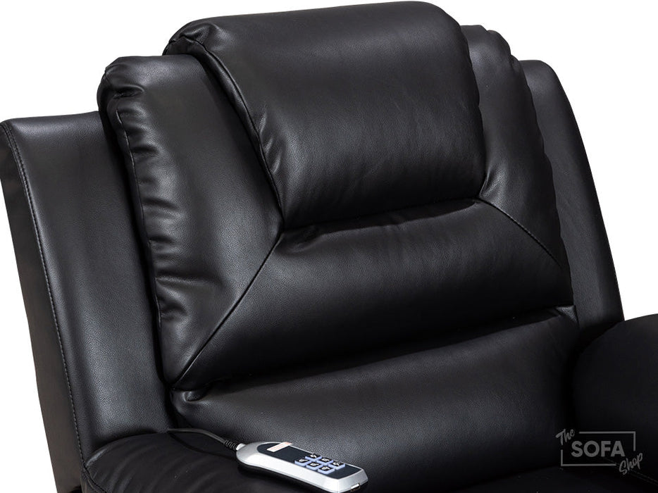 Riser Chair and Footstool in Black Leather - Vancouver