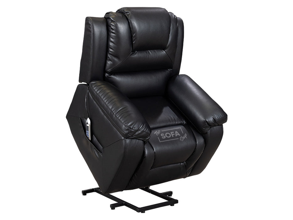 Electric Recliner Chair Riser with Dual Power Motors for Elderly in Black Leather - Vancouver