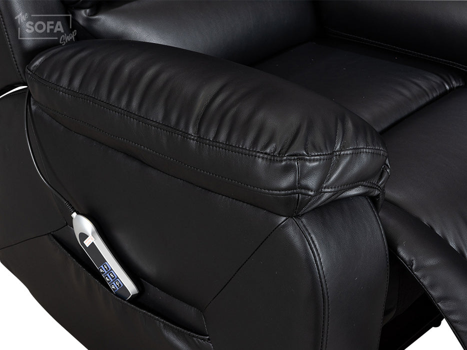 Electric Recliner Chair Riser with Dual Power Motors for Elderly in Black Leather - Vancouver