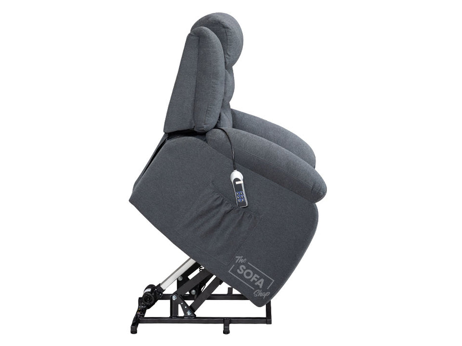 Electric Recliner Chair Riser with Dual Power Motors for Elderly in Dark grey Fabric - Sorrento