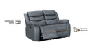 2 Seater Leather Recliner Sofa in Grey - Sortino - Sofa Sale