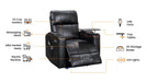 1+1 Set of Sofa Chairs. 2 Recliner Cinema Chairs in Black Leather - Modena