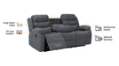 3+1 Recliner Sofa Set inc. Chair in Dark Grey Fabric with Drop-Down Table & Cup Holders - 2 Piece Sortino Sofa Set