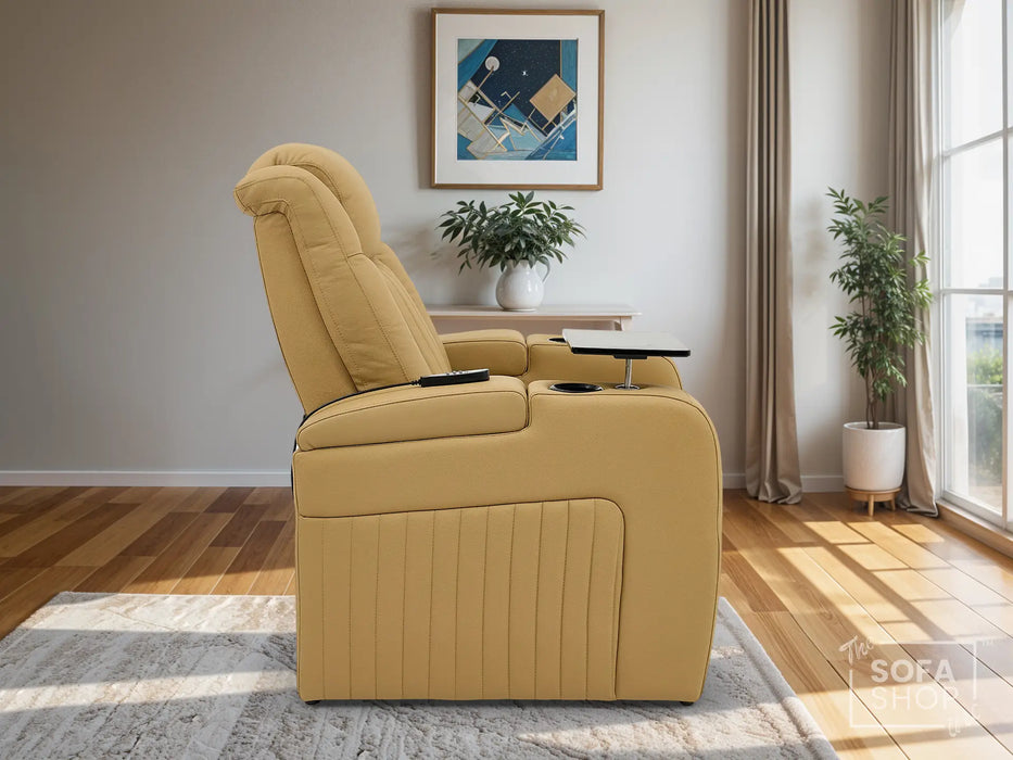 3+1 Leather Recliner Sofa Package with USB Charging, Cup Holders, LED Lights & Massage | Tan Leather | Capri | Sofa Shop