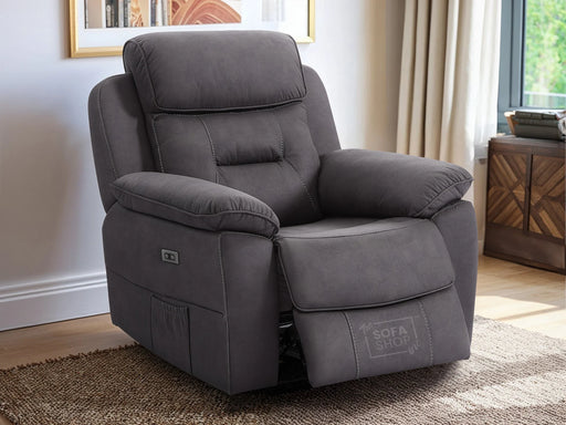 1 Seat Electric Recliner Chair Home Cinema Sofa | Fabric Chair In Black + Chilled Cupholders + USB + Power Headrest | Florence | The Sofa Shop