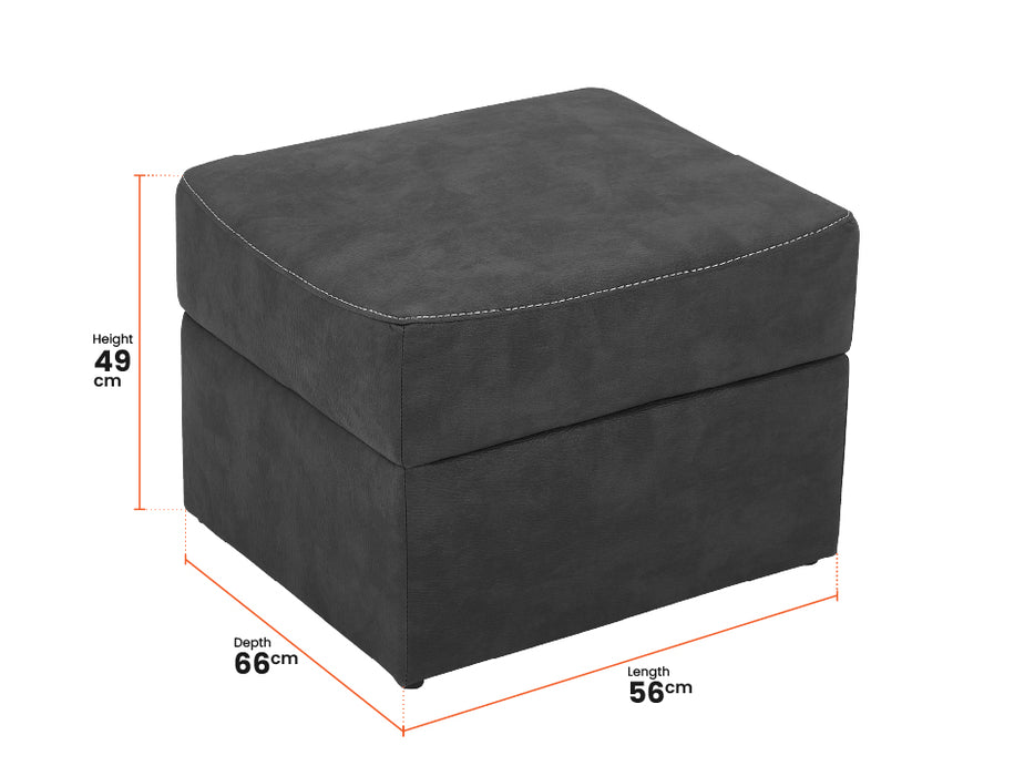 Storage Footstool In Black Fabric - Florence