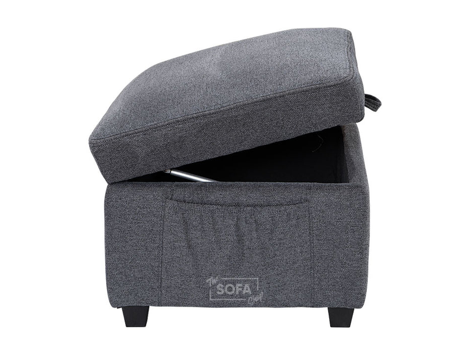 Storage Footstool In Grey Tweed - Ravenna