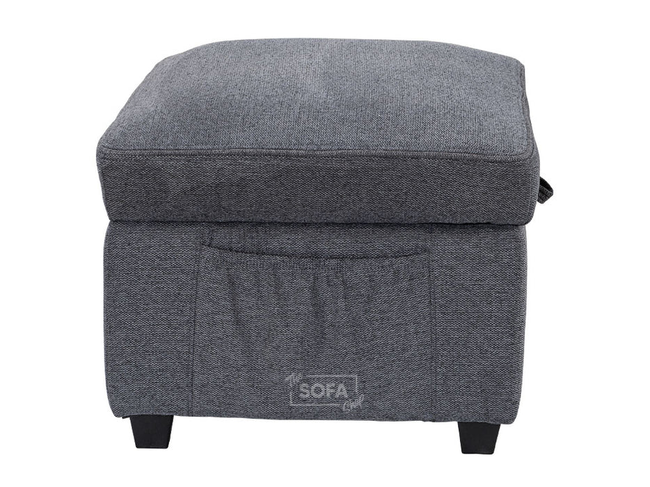 Storage Footstool In Grey Tweed - Ravenna