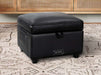 Black Leather Storage Footstool - Ravenna