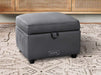 Grey Leather Storage Footstool - Ravenna