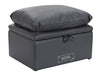 Grey Leather Cushion Top Footstool - Bari