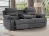 3 Seater Electric Recliner Sofa in Grey Velvet Fabric With USB, Drop Down Table & Cup Holders - Foster