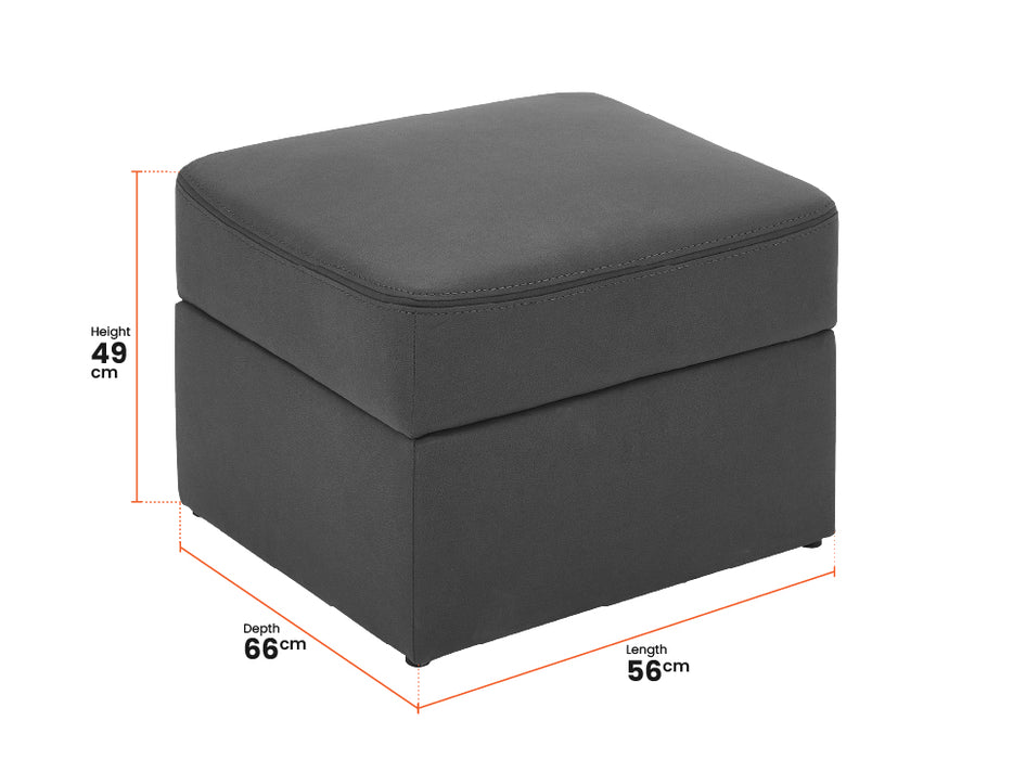Storage Footstool In Light Grey Fabric With Dark Grey Piping - Foster