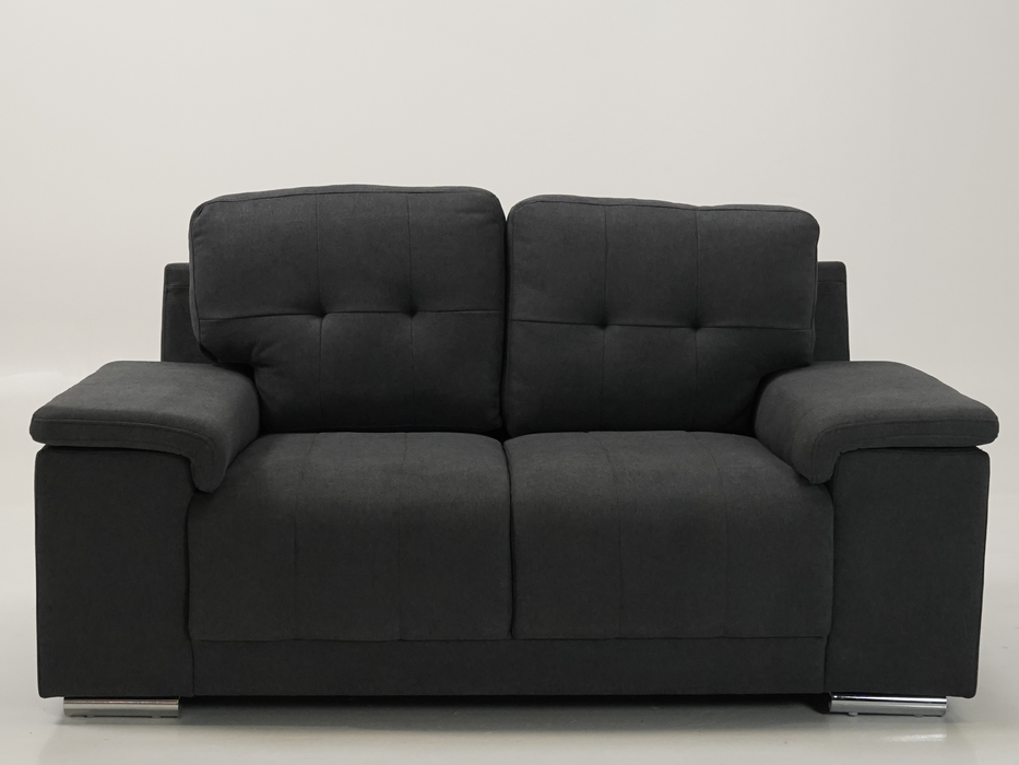 3+2 Sofa Set in Dark Grey Fabric | 2 Piece Sofa Suite with Chrome Feet | Kansas | (Samples 55 & 58) | The Sofa Shop