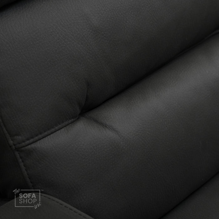 Electric Recliner Cinema Chair in Black Fabric with USB Port, Cup Holders, Storage, Massage, and LED Lights | Small Rip on Right-Hand Facing Side Panel Back | Siena | Second Hand Sofa 30 | The Sofa Shop
