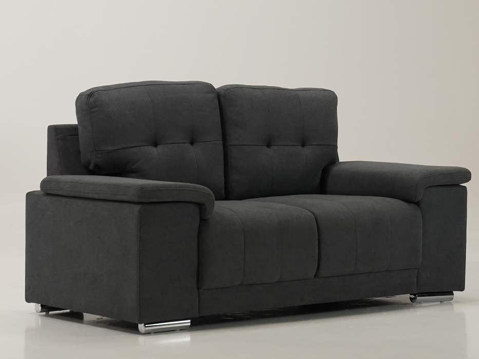 3+2 Sofa Set in Dark Grey Fabric | 2 Piece Sofa Suite with Chrome Feet | Kansas | (Samples 55 & 58) | The Sofa Shop