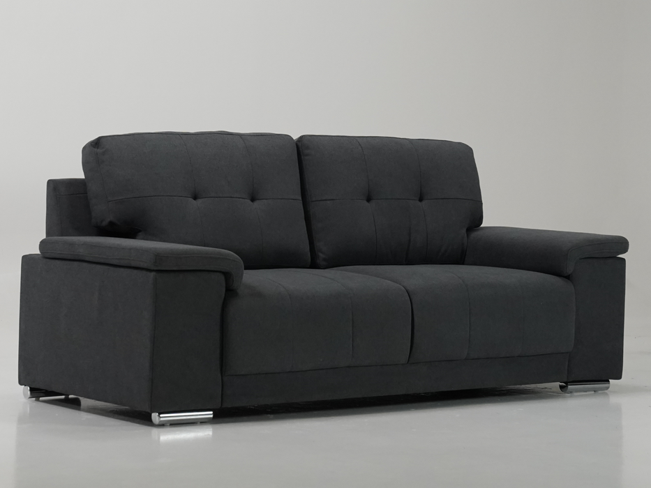 3+2 Sofa Set in Dark Grey Fabric | 2 Piece Sofa Suite with Chrome Feet | Kansas | (Samples 55 & 58) | The Sofa Shop