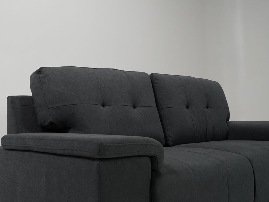 3+2 Sofa Set in Dark Grey Fabric | 2 Piece Sofa Suite with Chrome Feet | Kansas | (Samples 55 & 58) | The Sofa Shop