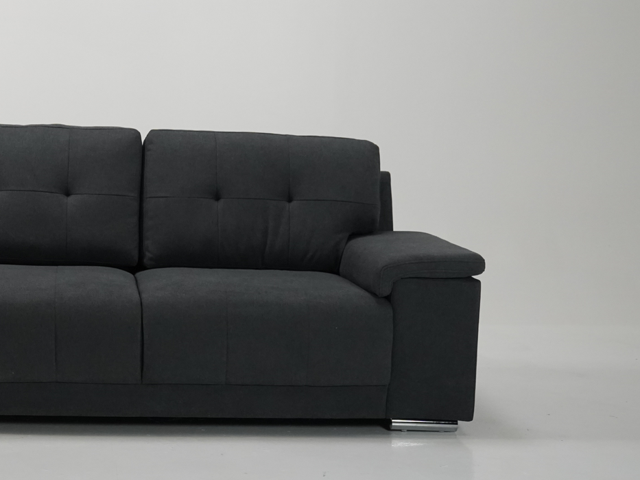 3+2 Sofa Set in Dark Grey Fabric | 2 Piece Sofa Suite with Chrome Feet | Kansas | (Samples 55 & 58) | The Sofa Shop