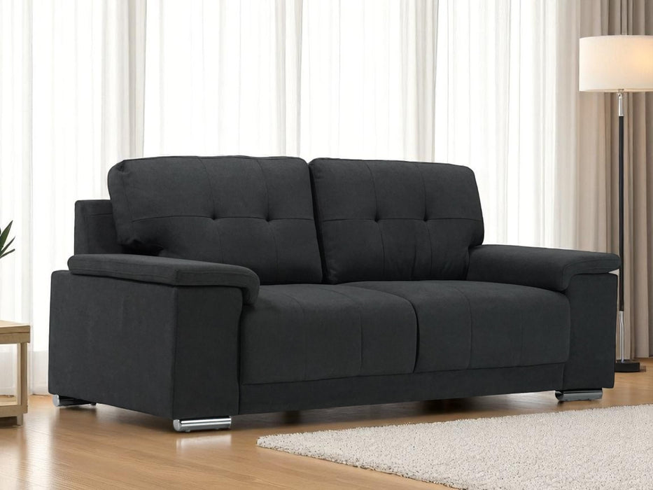 3+2 Sofa Set in Dark Grey Fabric | 2 Piece Sofa Suite with Chrome Feet | Kansas | (Samples 55 & 58) | The Sofa Shop