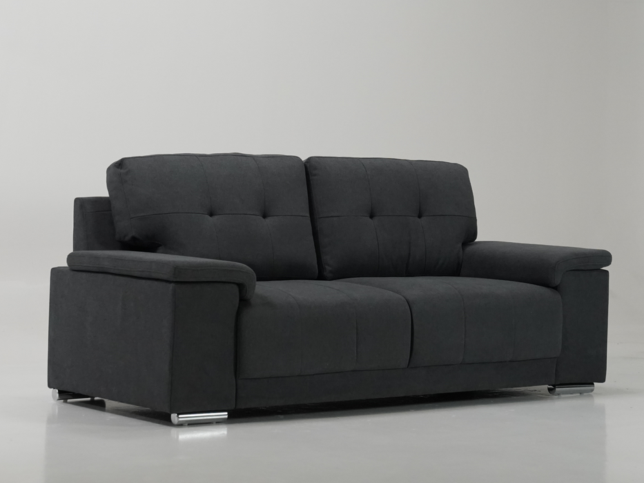 3+2 Sofa Set in Dark Grey Fabric | 2 Piece Sofa Suite with Chrome Feet | Kansas | (Samples 55 & 58) | The Sofa Shop