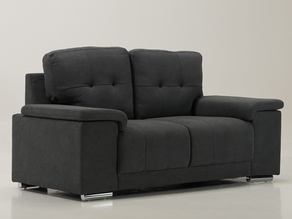 3+2 Sofa Set in Dark Grey Fabric | 2 Piece Sofa Suite with Chrome Feet | Kansas | (Samples 55 & 58) | The Sofa Shop
