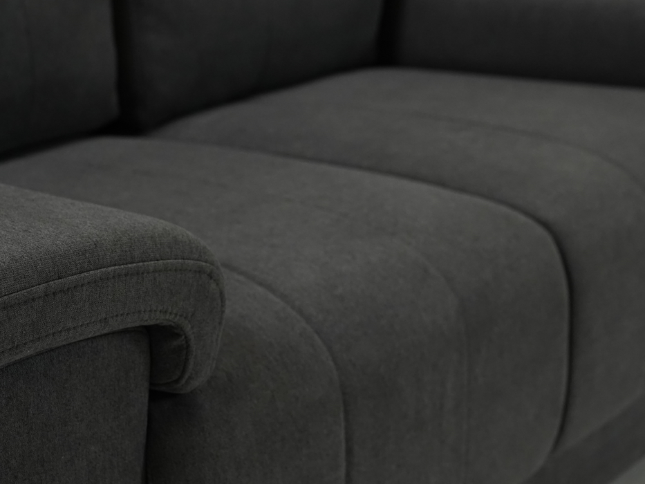 3+2 Sofa Set in Dark Grey Fabric | 2 Piece Sofa Suite with Chrome Feet | Kansas | (Samples 55 & 58) | The Sofa Shop