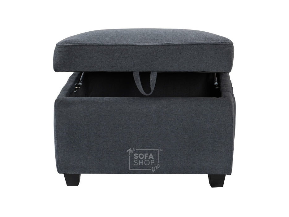 Dark Grey Fabric Storage Footstool - Ravenna