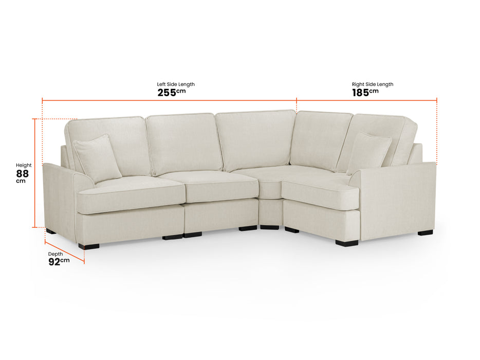 Large Corner Sofa in Beige Or Grey Fabric - Funk