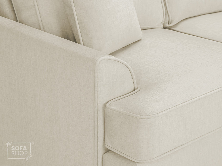 Large Corner Sofa in Beige Or Grey Fabric - Funk