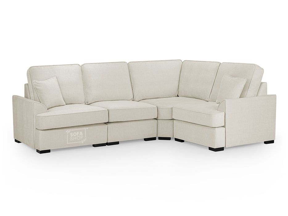 Large Corner Sofa in Beige Or Grey Fabric - Funk