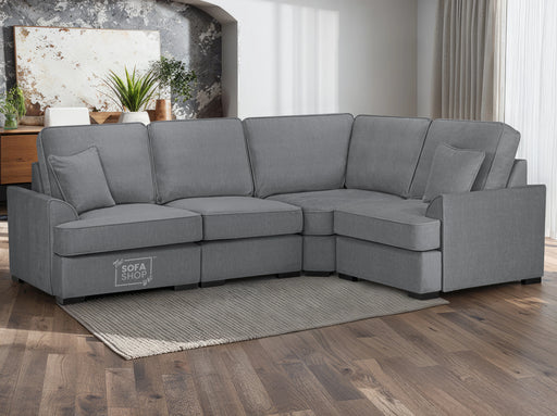 Large Corner Sofa in Beige Or Grey Fabric - Funk