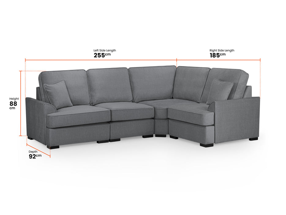 Large Corner Sofa in Beige Or Grey Fabric - Funk