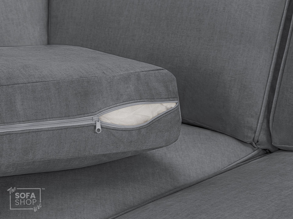 Large Corner Sofa in Beige Or Grey Fabric - Funk