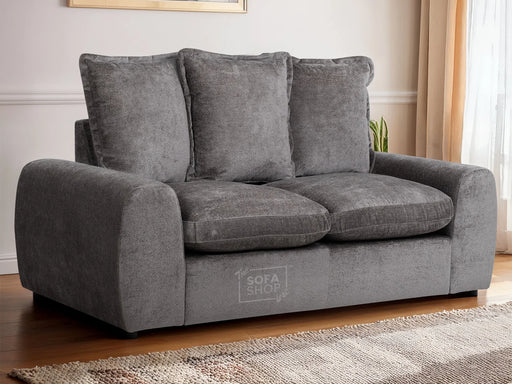 2 Seater Grey Fabric Sofa With Removable Cushions - Genova