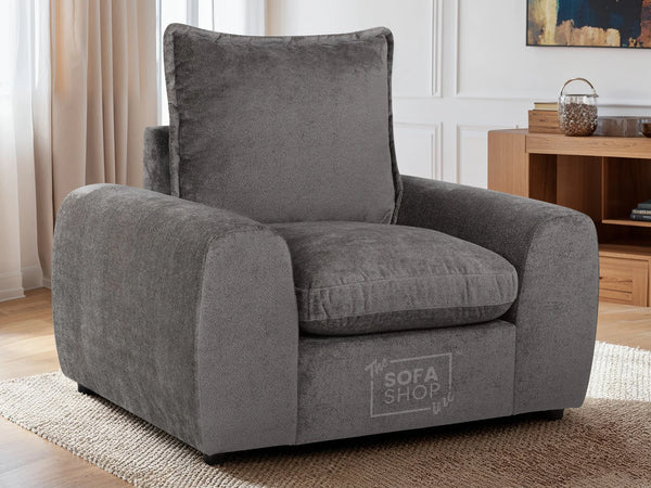 Grey Accent Chair In Fabric With Removable Cushions - Genova