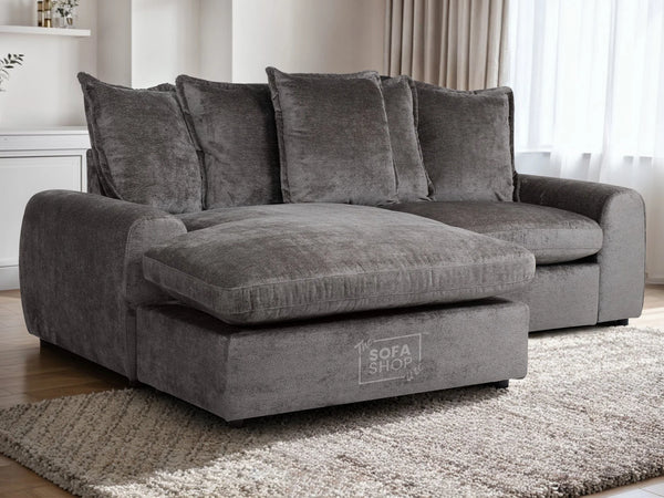 Grey Corner Sofa Bed with Footstool - Genova