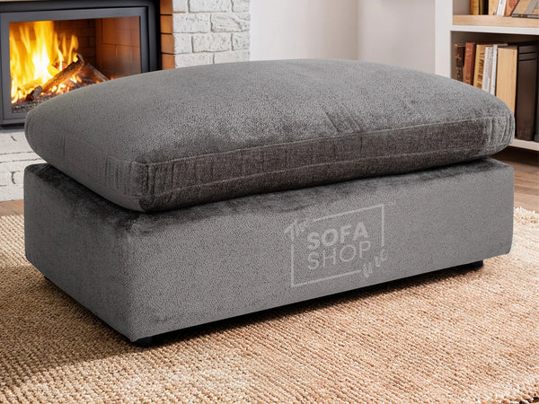 Grey Fabric Footstool For Sofa - Genova