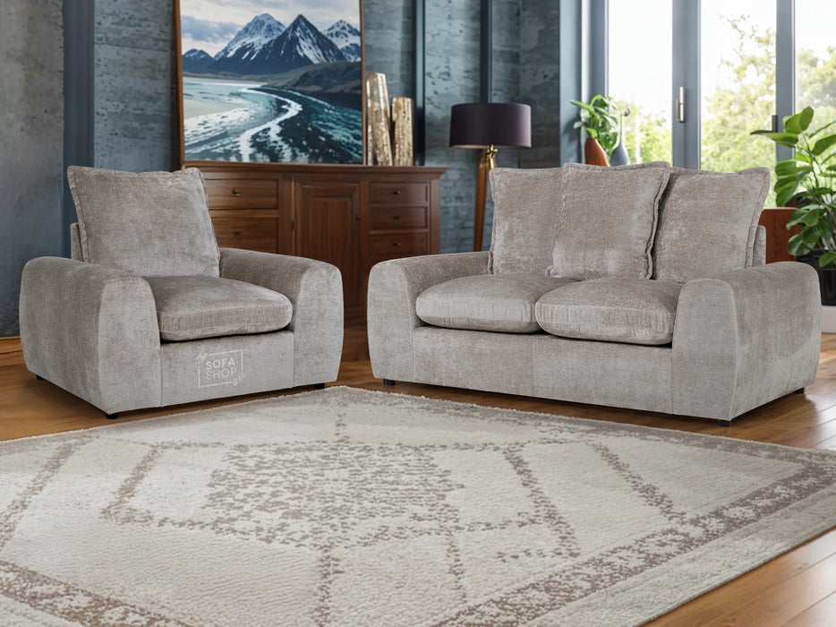 Set of 2+1 Seater Beige Fabric Sofa With Removable Cushions