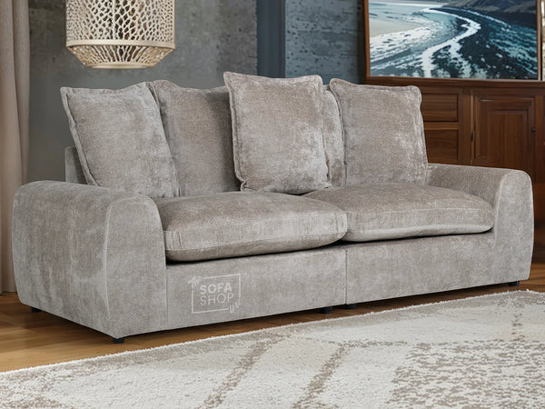 3 Seater Beige Fabric Sofa With Removable Cushions - Genova