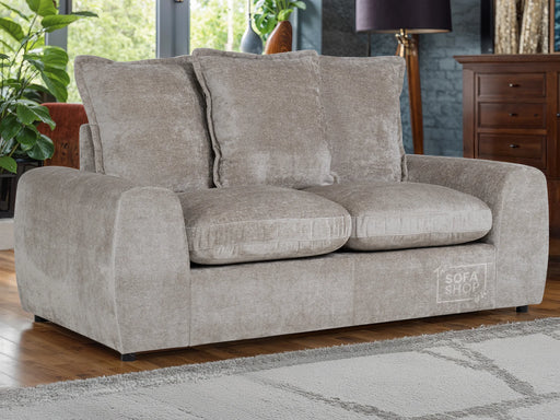 2 Seater Beige Fabric Sofa With Removable Cushions - Genova