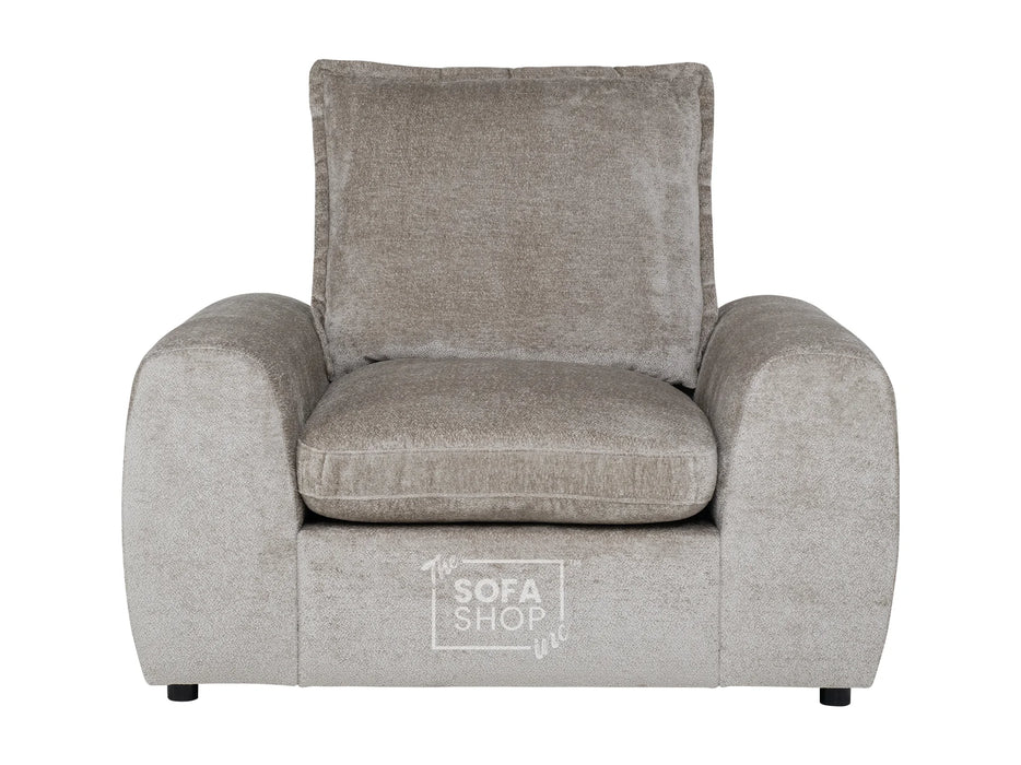 Beige Fabric Chair With Removable Cushions - Genova