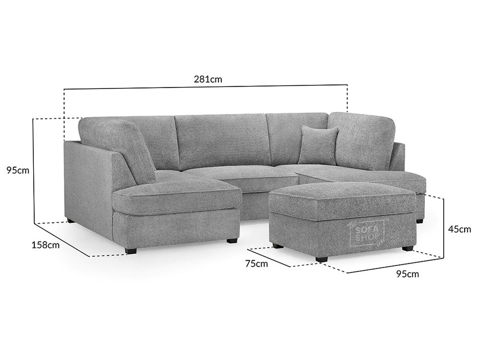 Fabric U Shaped Sofa In Plush, Classic Or Boucle - Carnaby