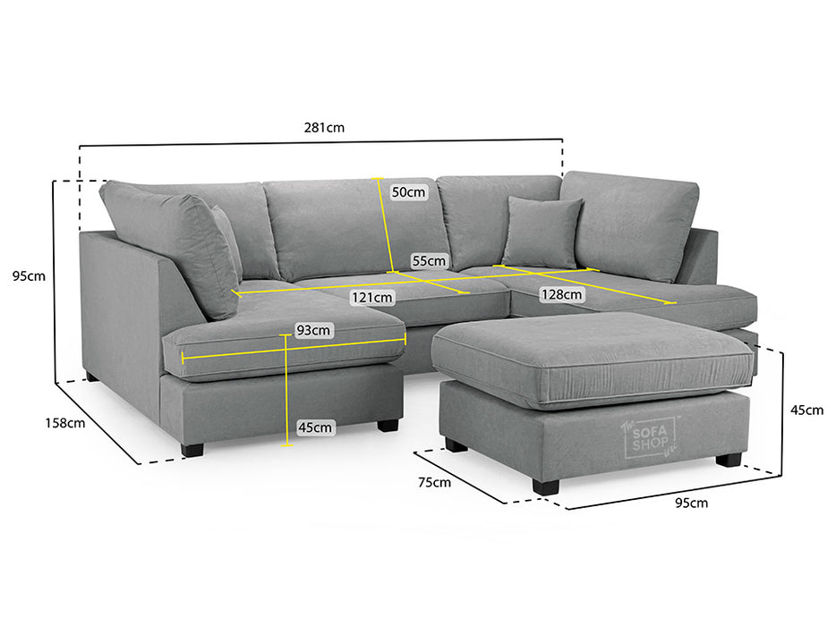 Fabric U Shaped Sofa In Plush, Classic Or Boucle - Carnaby