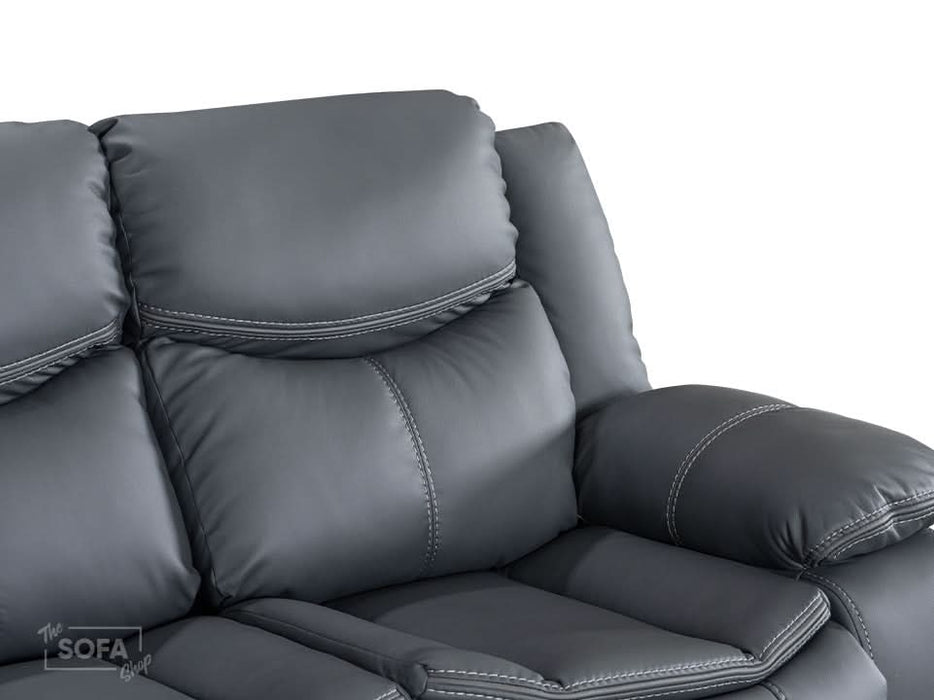 2 Seater Cinema Sofa in Grey Super Fiber Leather | Hi-Tech Console Couch with Power Recline + USB Charging + Wireless Charging + Console Storage + Cup Holders | Highgate | The Sofa Shop