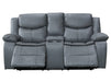 2+1 Electric Recliner Sofa Set inc. Chair in Grey Leather with USB Ports & Console & Wireless Charger - 2 Piece Highgate Power Sofa Set