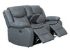 2+1 Electric Recliner Sofa Set inc. Chair in Grey Leather with USB Ports & Console & Wireless Charger - 2 Piece Highgate Power Sofa Set