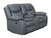 2+1 Electric Recliner Sofa Set inc. Chair in Grey Leather with USB Ports & Console & Wireless Charger - 2 Piece Highgate Power Sofa Set