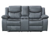 2 Seater Electric Recliner Sofa in Grey Leather with Console, Storage, Cup Holders & Wireless Charger - Highgate